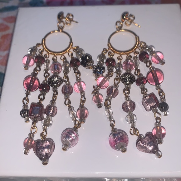 Murano Glass Dangle Earrings - Picture 2 of 7